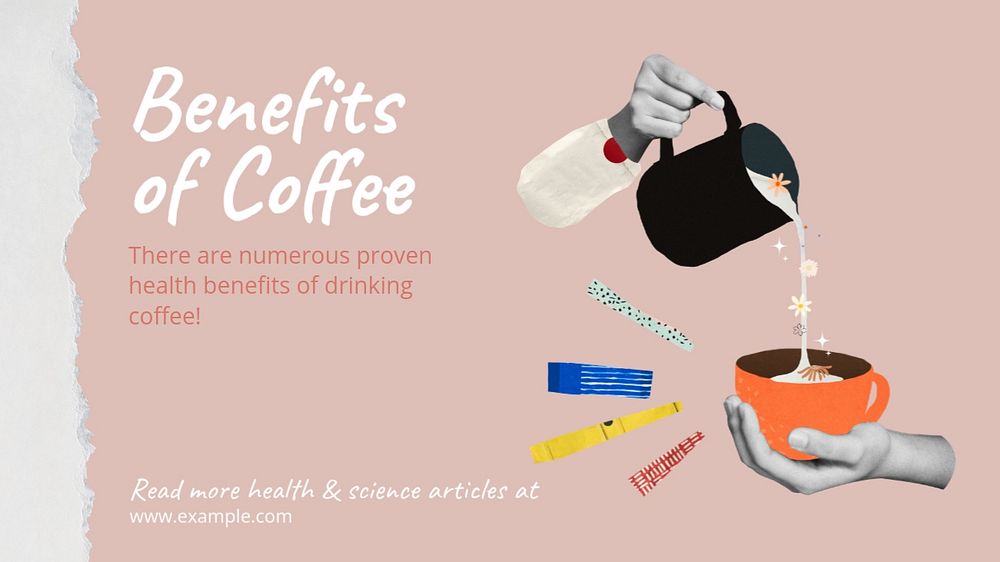 Coffee benefits blog banner template, editable design & text