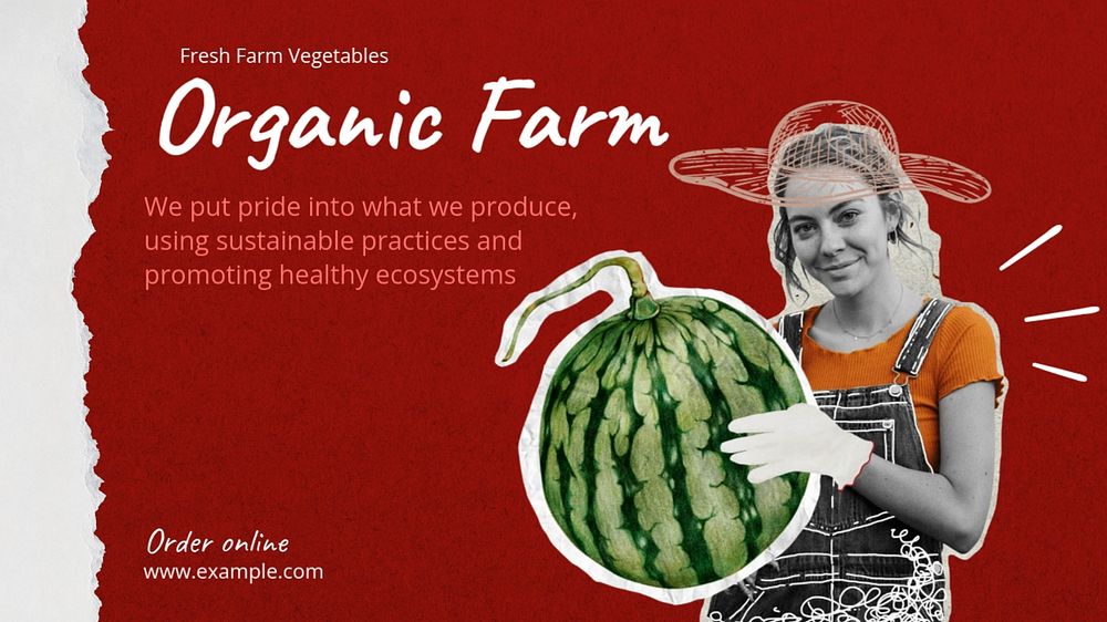 Organic farm blog banner template, editable design & text