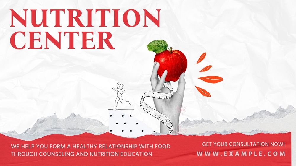 Nutrition center blog banner template, editable design & text