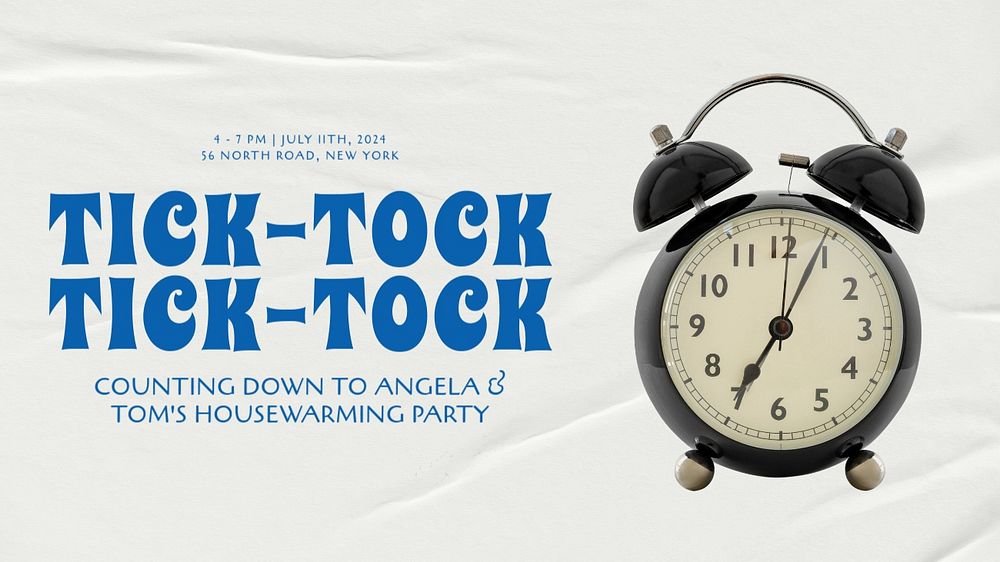 Tick-tock tick-tock blog banner template, editable text & design