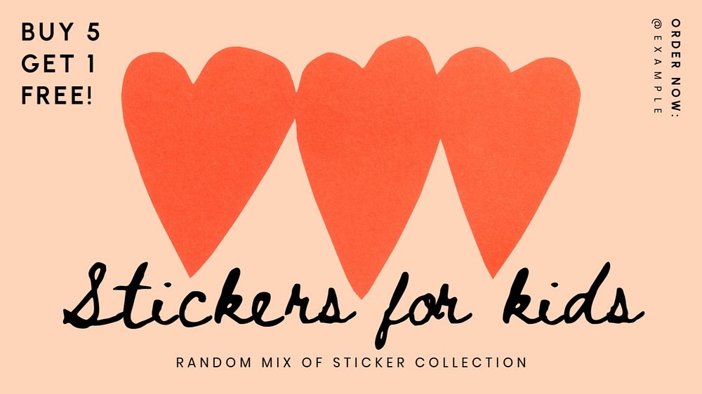 Stickers blog banner template, editable text & design