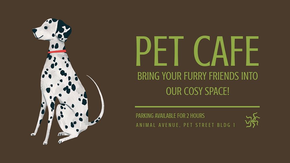 Pet cafe advertisement blog banner template, editable text & design