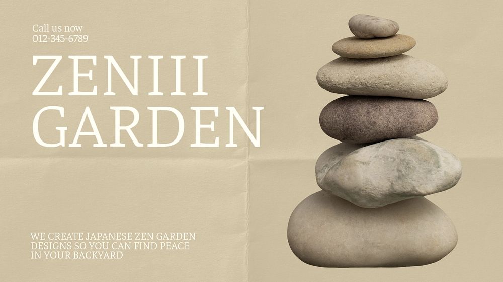 Zen garden blog banner template, editable text & design