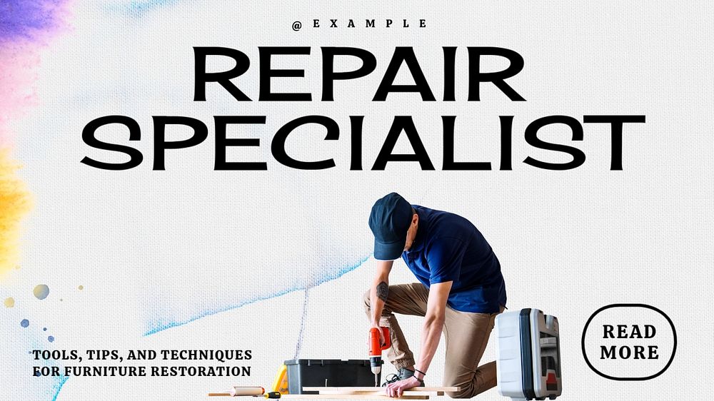 Repair specialist blog banner template, editable text & design