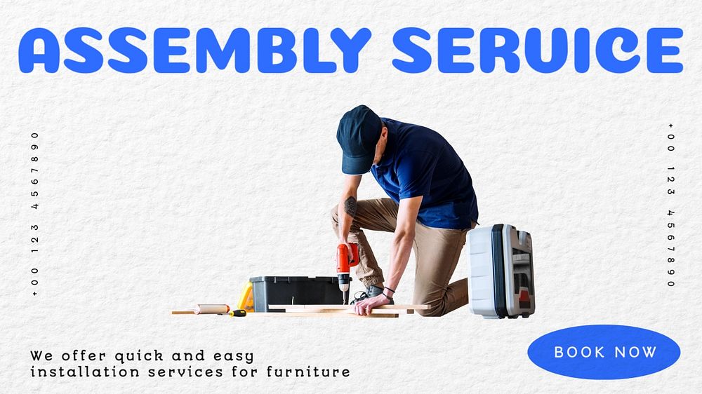 Assembly service blog banner template, editable text & design