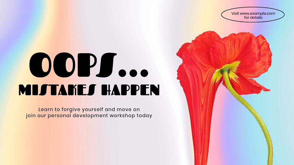 Mistakes happen blog banner template, editable text & design