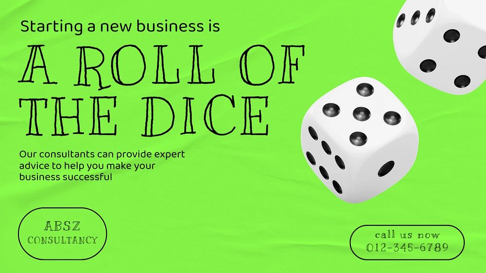 Roll the dice blog banner template, editable text & design