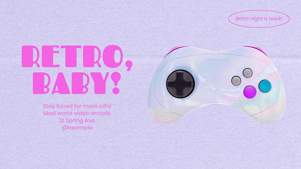 Retro baby event blog banner template, editable text & design