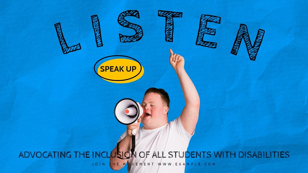 Listen inclusion education blog banner template, editable text & design