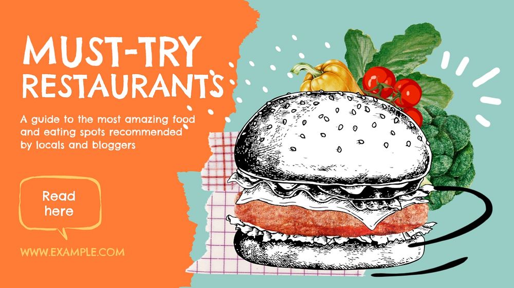 Must-try restaurants blog banner template, editable design & text