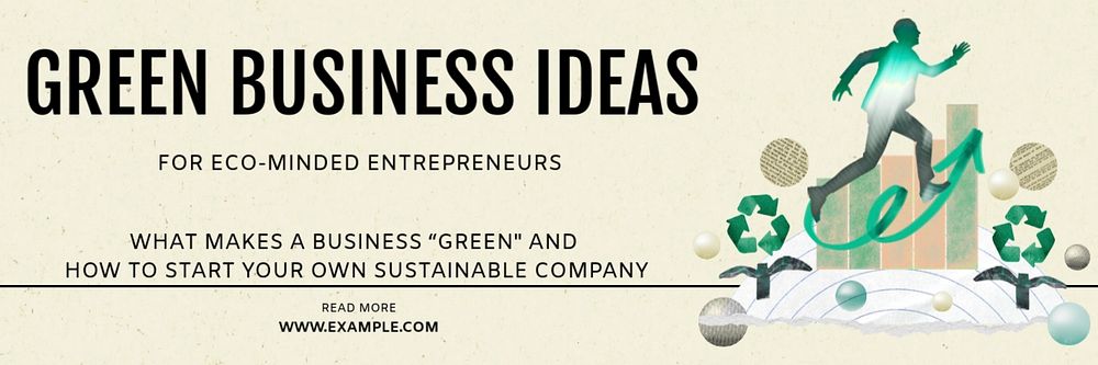 Green business email header template, editable text & design