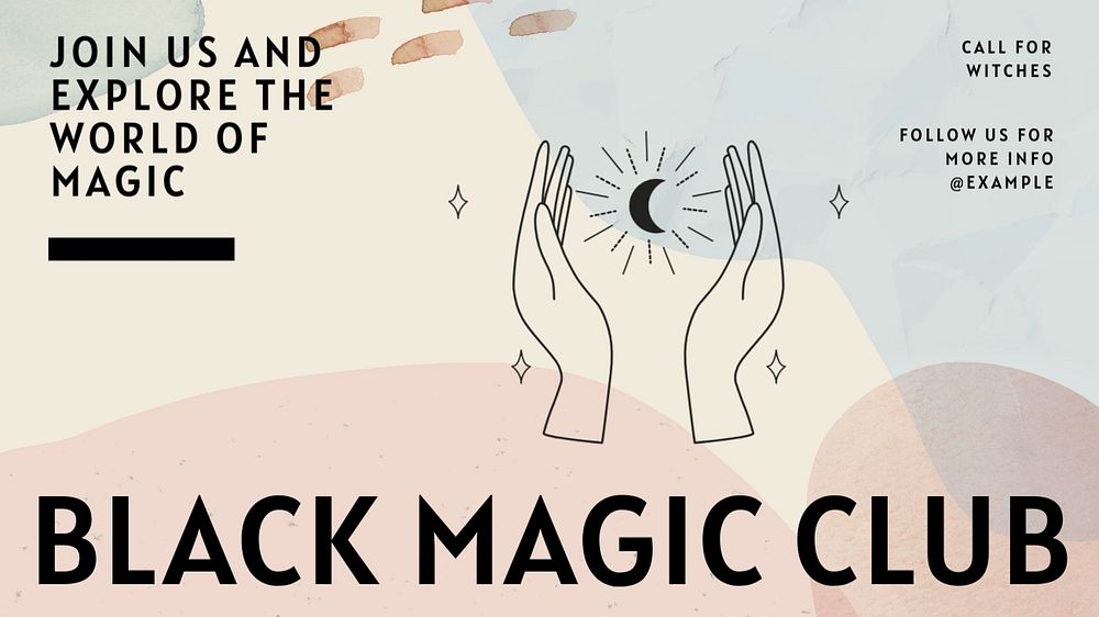 Black magic club blog banner template, editable text & design