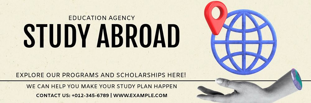 Study abroad email header template, editable text & design