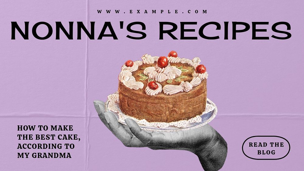 Cake recipe blog banner template, editable text & design