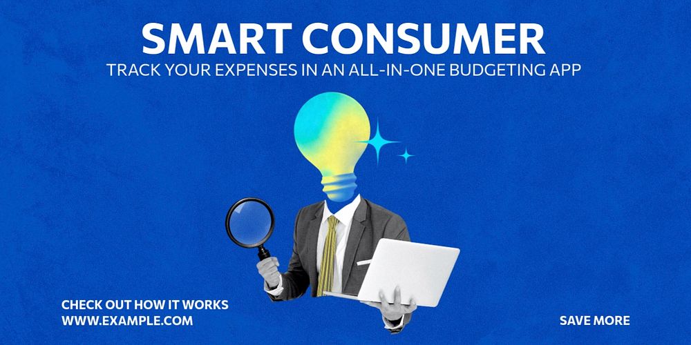 Smart consumer budgeting app Twitter ad template, customizable design