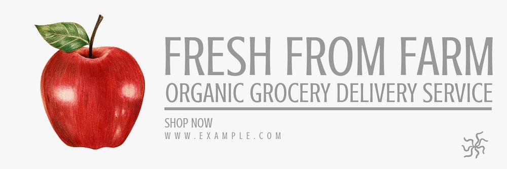 Organic supermarket email header template, editable text & design