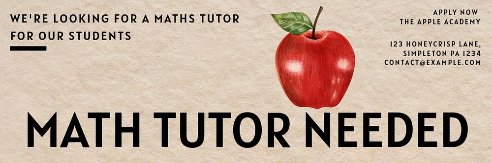 Maths tutor needed email header template, editable text & design