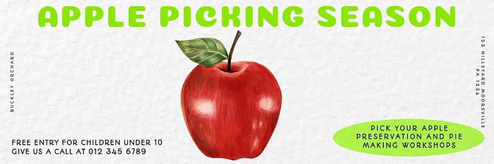 Apple picking season poster email header template, editable text & design