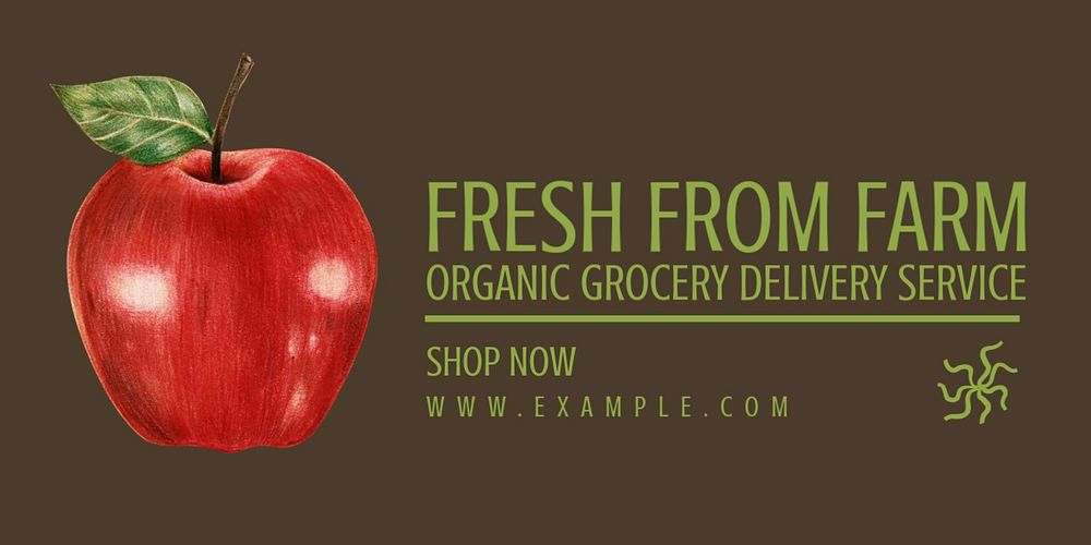 Organic supermarket Twitter ad template, editable text