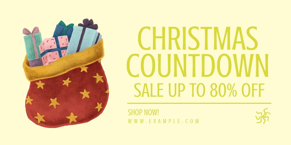 Christmas sale Twitter ad template, editable text