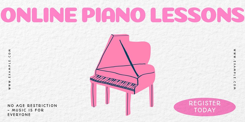 Online piano lesson Twitter ad template, editable text