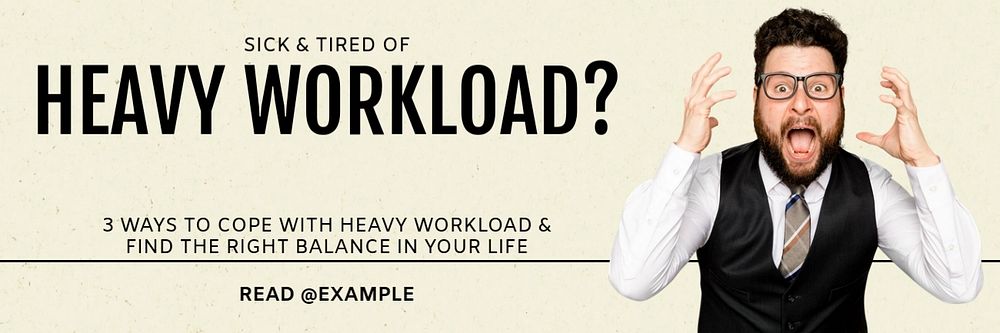 Workload management article email header template, editable text & design