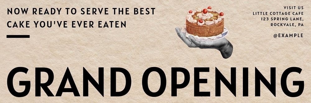 Grand opening bakery email header template, editable text & design