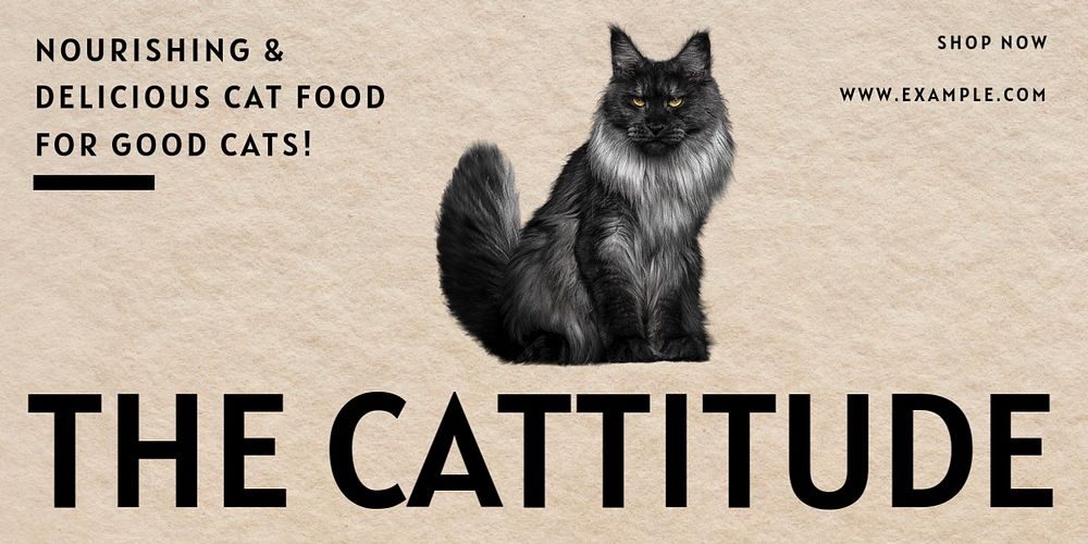 Cat food ad Twitter ad template, editable text