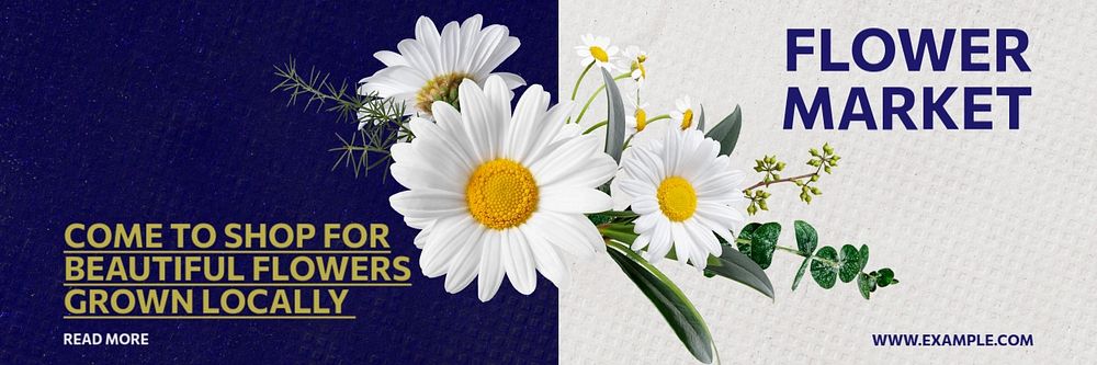 Flower market email header template, editable text & design