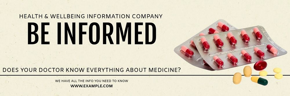 Medicine information email header template, editable text & design