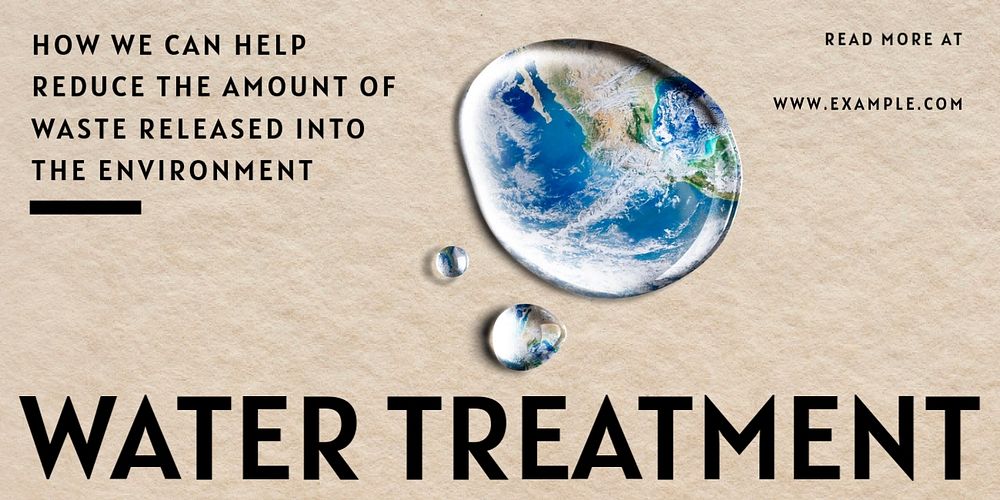 Water treatment Twitter ad template, editable text