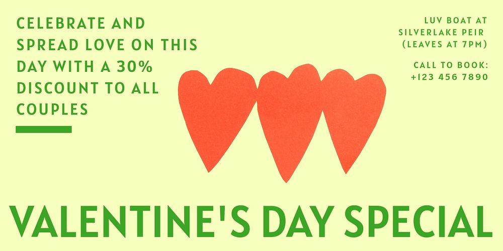 Valentine's day special Twitter ad template, editable text