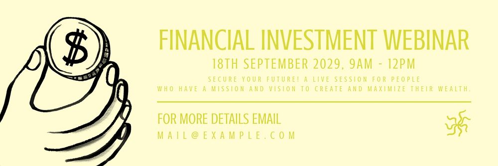 Financial Investment webinar email header template, editable text & design