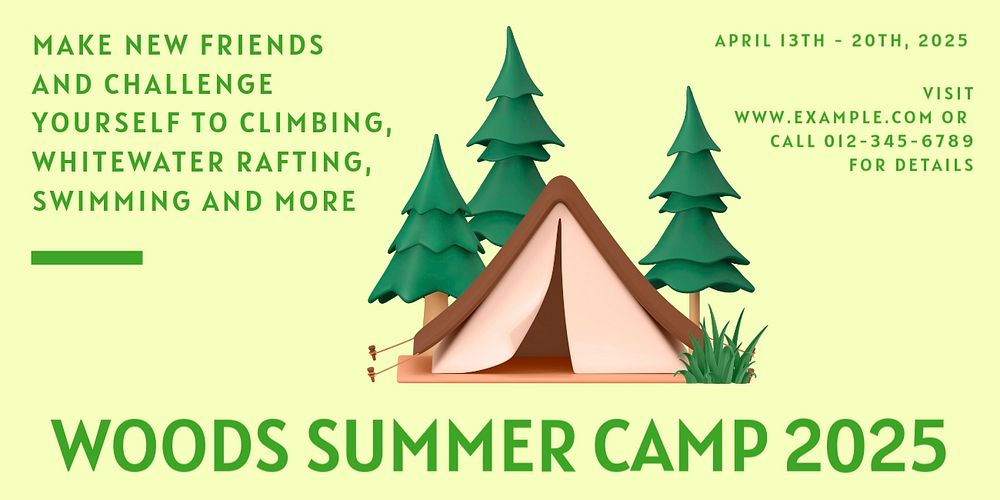 Summer camp Twitter ad template, editable text