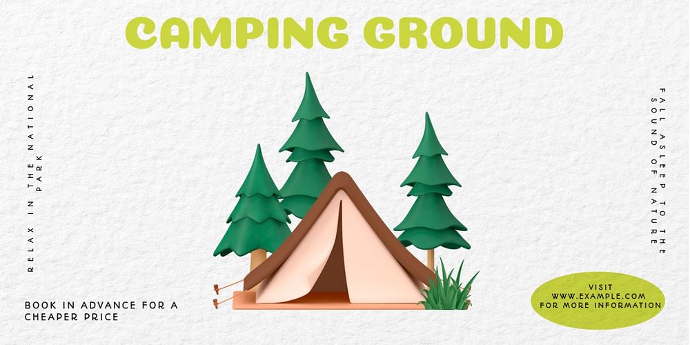 Camping ground Twitter ad template, editable text