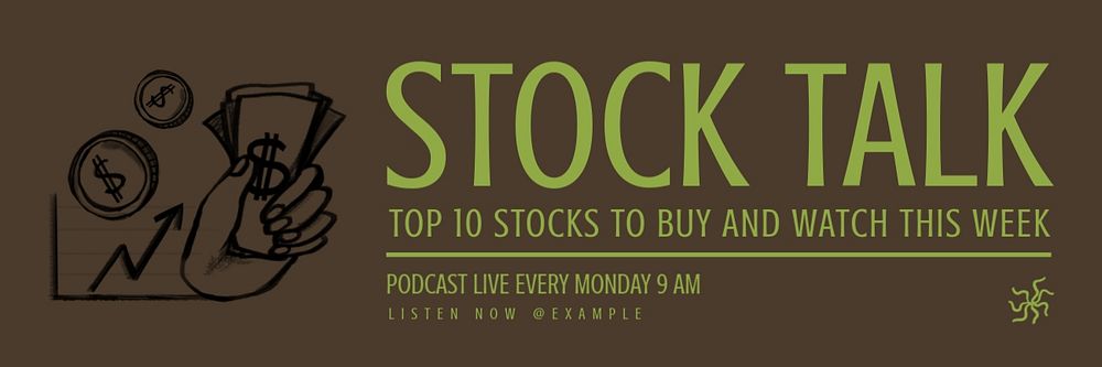 Stock talk podcast email header template, editable text & design