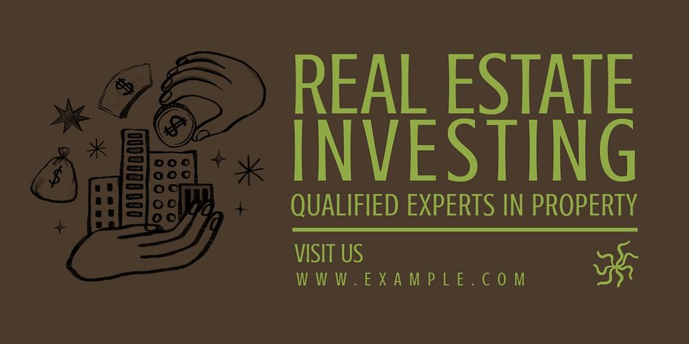 Real estate investing Twitter ad template, editable text