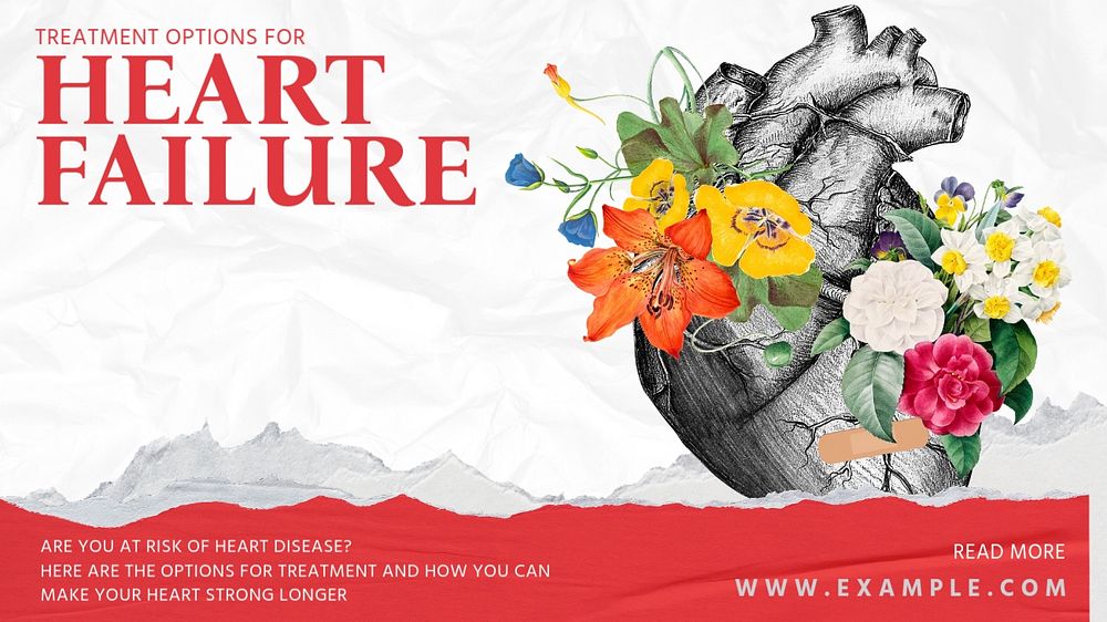 Heart failure blog banner template, editable design & text