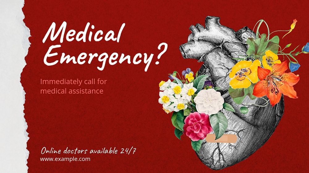 Medical emergency blog banner template, editable design & text