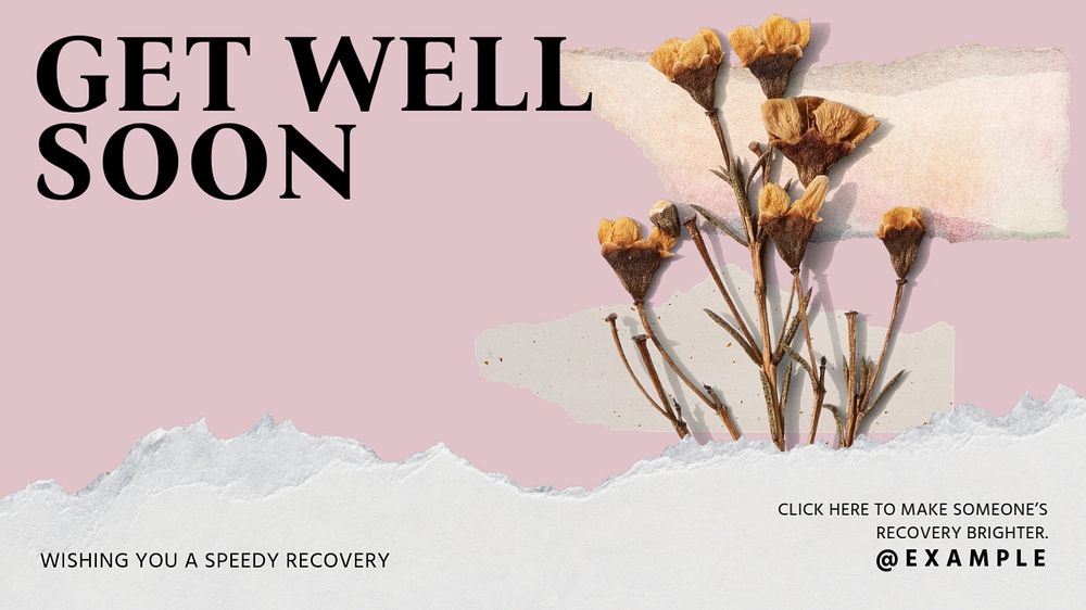 Get well soon blog banner template, editable design & text