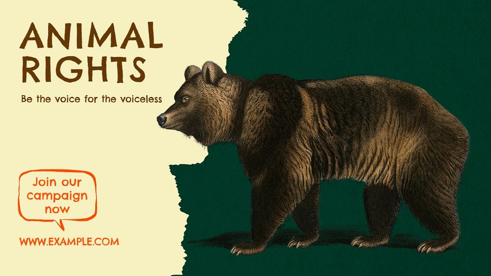 Animal rights blog banner template, editable design & text