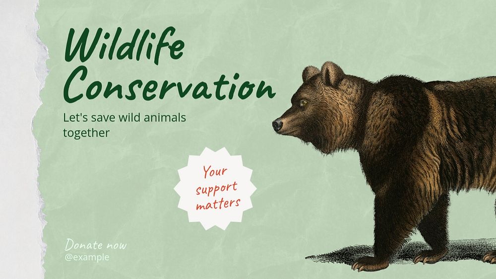 Wildlife conservation blog banner template, editable design & text