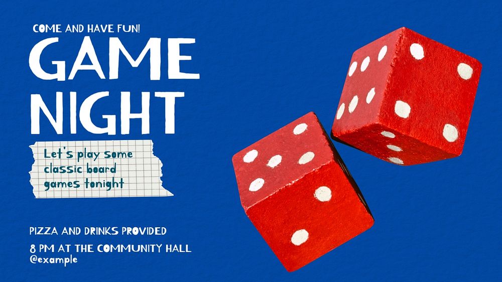 Game night blog banner template, editable design & text