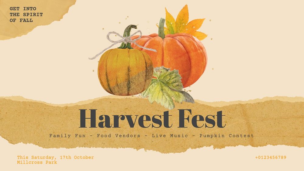 Harvest festival YouTube thumbnail template, editable design