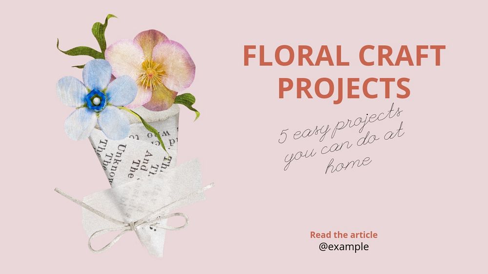 Floral craft blog banner template, editable design