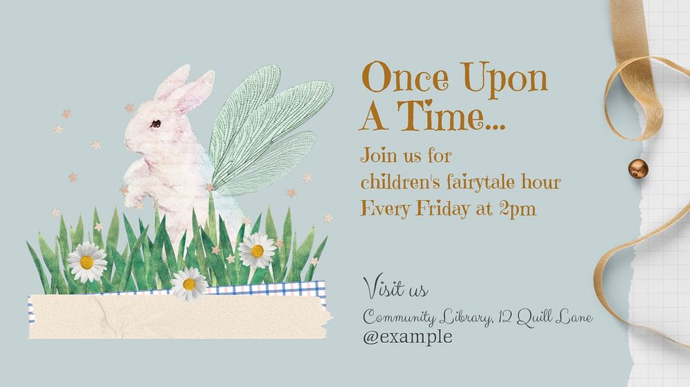 Fairy tale blog banner template, editable design