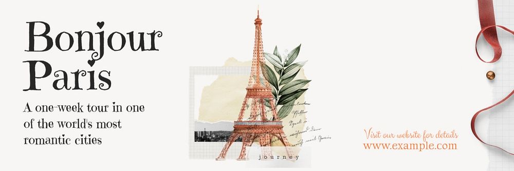 Bonjour Paris Twitter header template, editable design