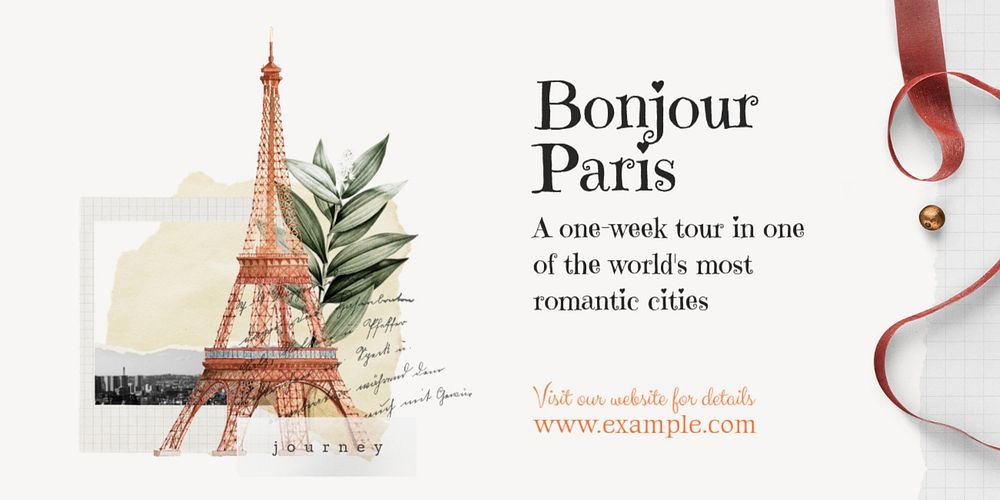 Bonjour Paris Twitter post template, editable design