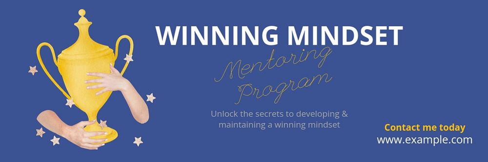 Winning mindset Twitter header template, editable design