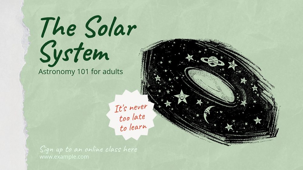 Solar system blog banner template, editable design & text